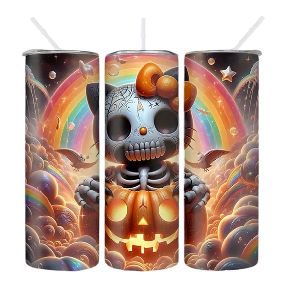 🆕 Hello Kitty “Day of the Dead” Stainless Steel Insulated Tumbler w/ Straw 20oz - Picture 3 of 9